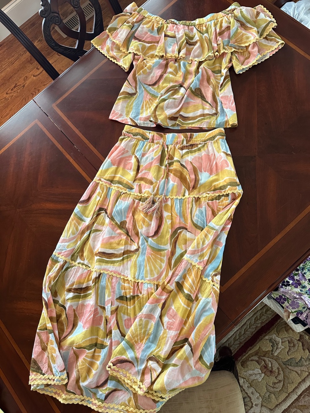 Off-Shoulder Maxi Dress in Pastel Floral Print